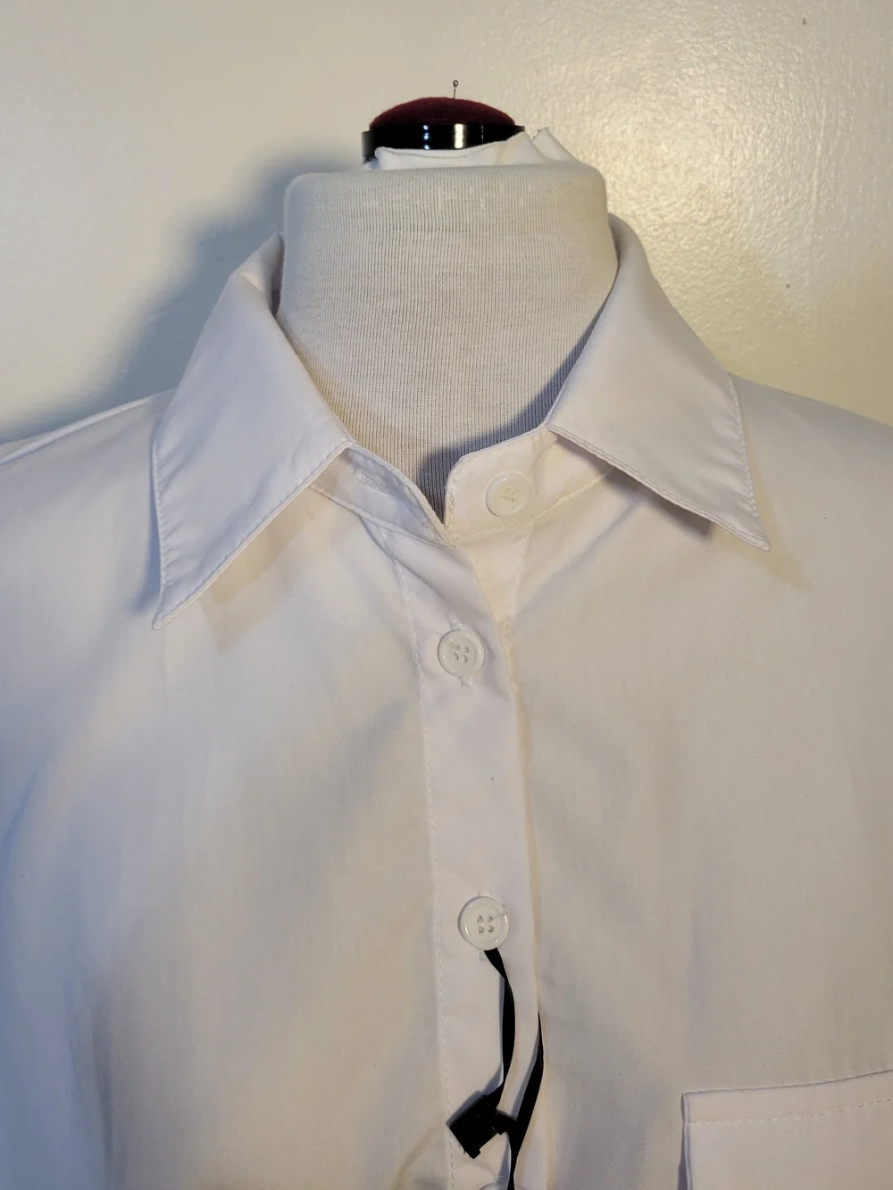 Gold X Teal (Womens L) High Pointed Shoulder Over-sized White Button-Down Shirt - Picture 3 of 10